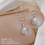 Titanium Steel Hallow Shell Pearl Necklace Pretty in Pearls