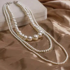 Multi-Layer Pearl Sweater Chain Necklace eprolo