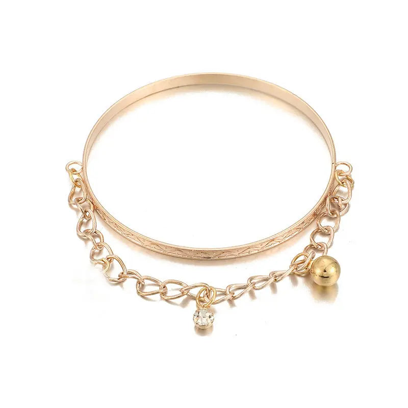 Vintage Gold Layered Pearl Charm Bracelet Stack - Six-Piece Set with Eiffel Tower and Coin Charms eprolo