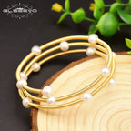 Freshwater Pearl Bangle Bracelet for Women | Handcrafted Multi-Layer Adjustable Sterling Silver eprolo