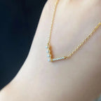 Sterling Silver V-Shape Pearl & Crystal Clavicle Necklace eprolo