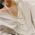 Multi-Layer Pearl Sweater Chain Necklace eprolo
