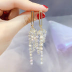 French Long Pearl Tassel Earrings - S925 Silver Needle Crystal Drop Earrings eprolo