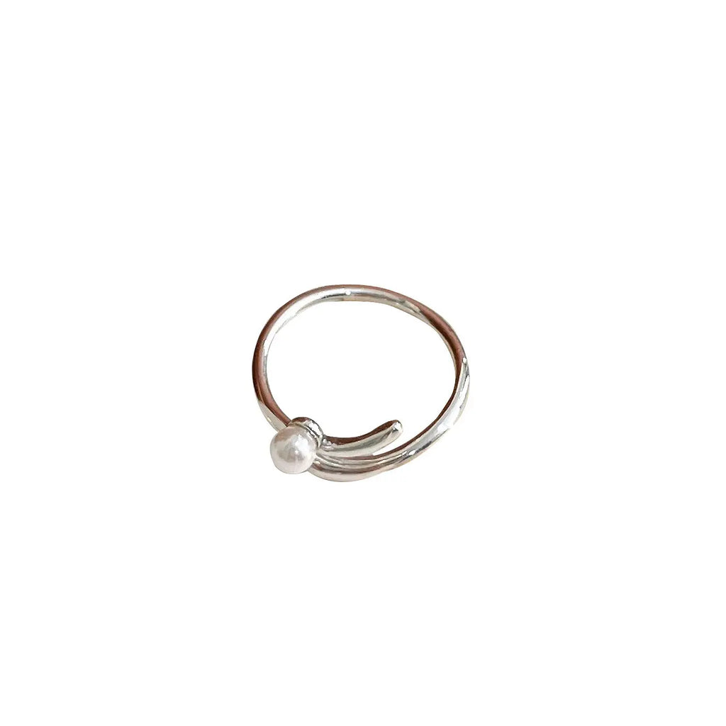 S925 Sterling Silver Pearl Ring Female Niche Design Fashion Simple Index Finger Ring Personality Light Luxury Jewelry eprolo