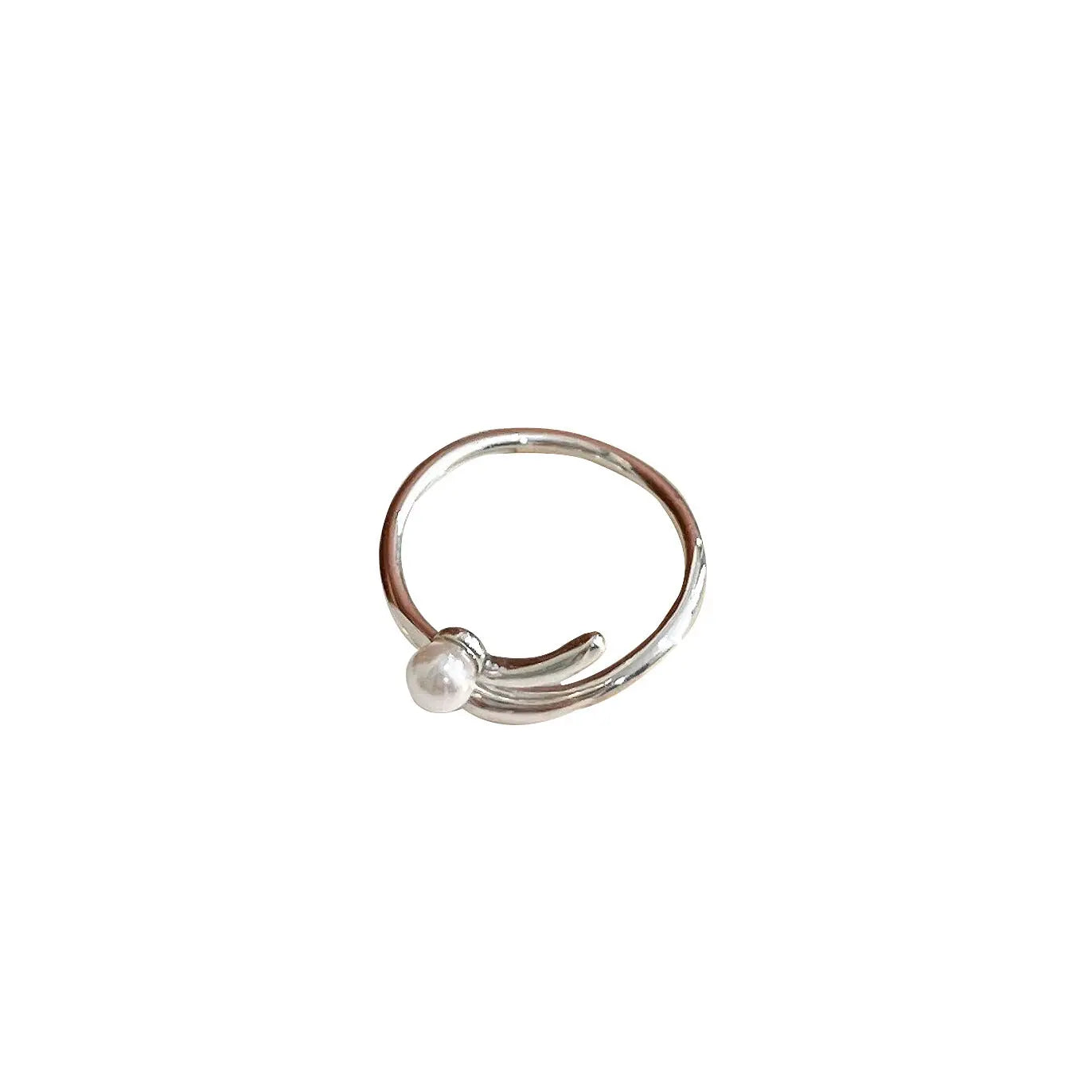 S925 Sterling Silver Pearl Ring Female Niche Design Fashion Simple Index Finger Ring Personality Light Luxury Jewelry eprolo