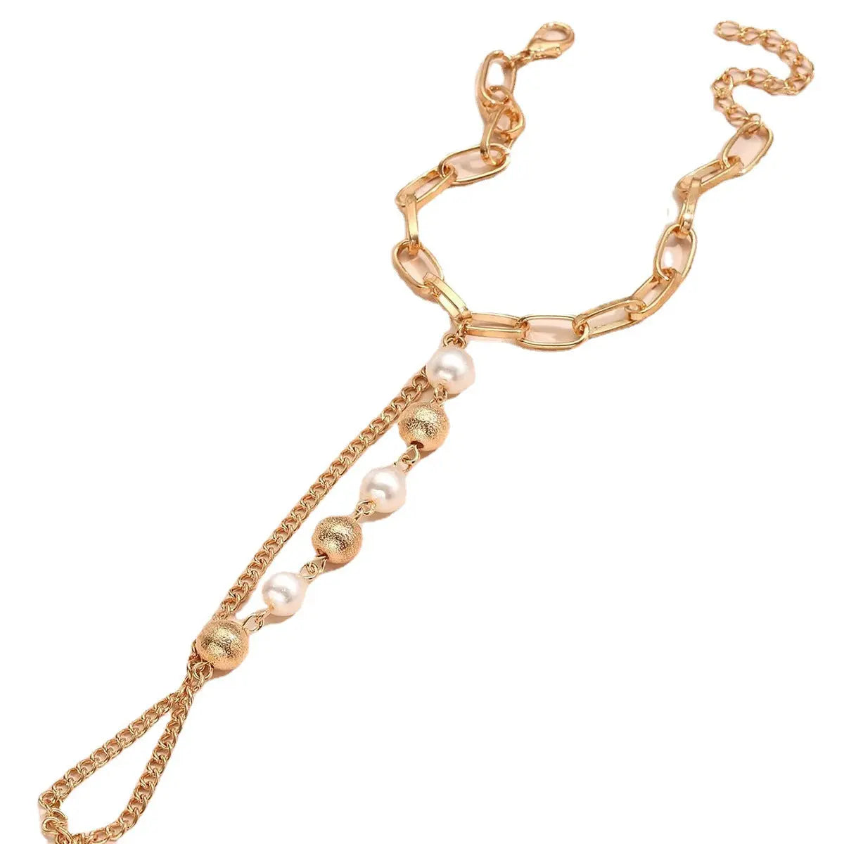 Elegant Gold Pearl Hand Chain Bracelet - Finger Ring Slave Bracelet for Women eprolo