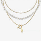 Layered Pearl Pendant Necklace – Three-Layer Gold Chain Pretty in Pearls