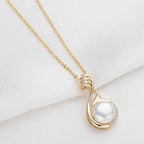 14K Gold-Wrapped Swan Freshwater Pearl Necklace Pendant