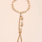 Elegant Gold Pearl Hand Chain Bracelet - Finger Ring Slave Bracelet for Women eprolo