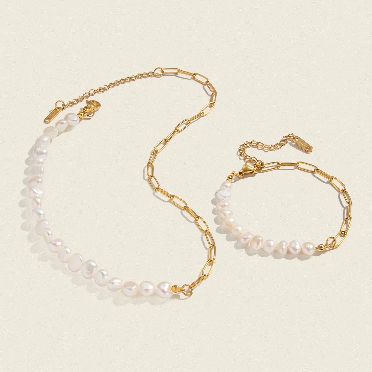 Freshwater Pearl Half Chain Necklace and Bracelet Set