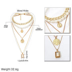 Gold Layered Pearl Choker & Coin Pendant Necklace Set eprolo