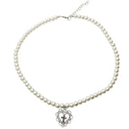 Gothic Pearl Choker Necklace with Heart Cross Pendant eprolo