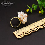 Baroque Pink Pearl Flower Ring for Women | 925 Sterling Silver Adjustable Band eprolo
