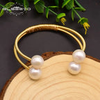 Freshwater Pearl Double Layer Bangle for Women | Handcrafted Wedding & Anniversary Bracelet eprolo