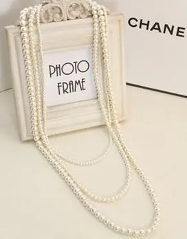 Multi-Layer Pearl Sweater Chain Necklace eprolo