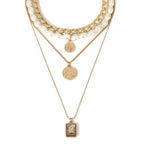 Gold Layered Pearl Choker & Coin Pendant Necklace Set eprolo