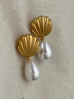 Vintage Pearl Dangle Earrings Gold - Shell Drop Earrings eprolo