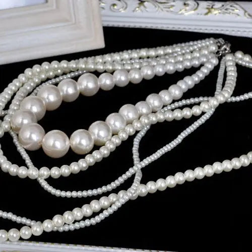 Women's Long Layered Chains / Pearl Strand / Long Necklace Multilayer, Normal Length White Fashionable Necklaces Jewelry eprolo