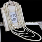 Women's Long Layered Chains / Pearl Strand / Long Necklace Multilayer, Normal Length White Fashionable Necklaces Jewelry eprolo