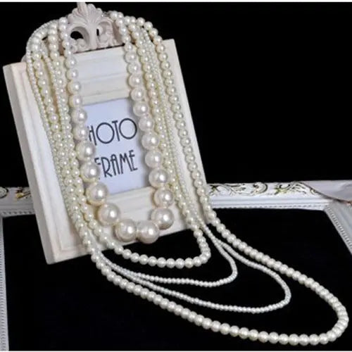 Women's Long Layered Chains / Pearl Strand / Long Necklace Multilayer, Normal Length White Fashionable Necklaces Jewelry eprolo