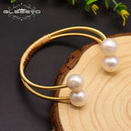 Freshwater Pearl Double Layer Bangle for Women | Handcrafted Wedding & Anniversary Bracelet eprolo