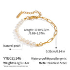 Half Pearl Half Gold Chain Bracelet details with measurements and specifications