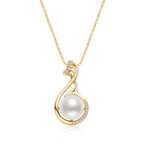 Teardrop Pearl Pendant in 14K Gold on Delicate Chain