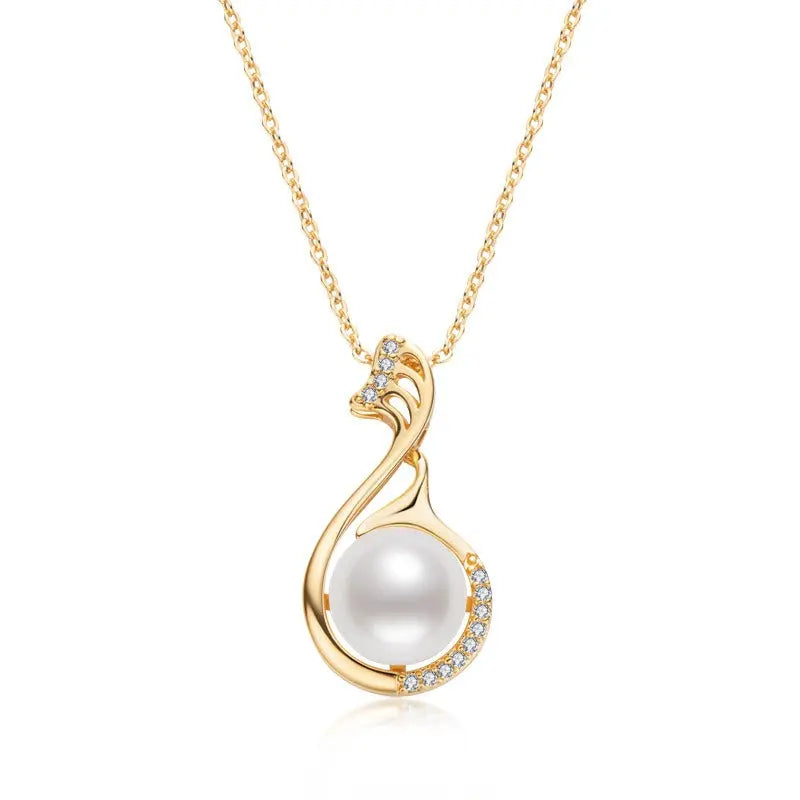 Teardrop Pearl Pendant in 14K Gold on Delicate Chain