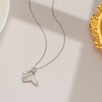 Silver Fishtail Pearl Pendant Necklace - Silver Metal Chain with Mermaid Tail Charm and Round Pearl