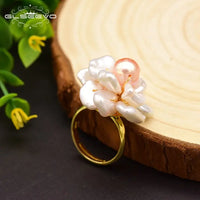Baroque Pink Pearl Flower Ring for Women | 925 Sterling Silver Adjustable Band eprolo