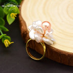 Baroque Pink Pearl Flower Ring for Women | 925 Sterling Silver Adjustable Band eprolo