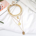 Gold Layered Pearl Choker & Coin Pendant Necklace Set eprolo