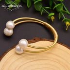 Freshwater Pearl Double Layer Bangle for Women | Handcrafted Wedding & Anniversary Bracelet eprolo