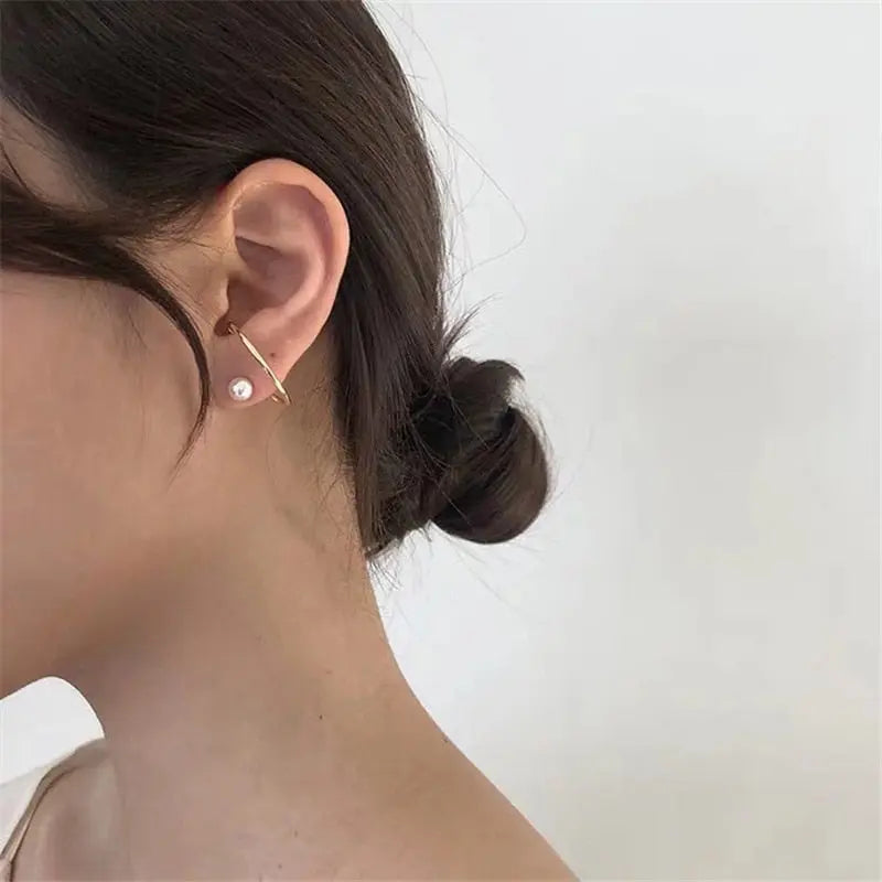 Sculpted Pearl Stud Earrings & Ear Cuffs | Minimalist Gold Geometric Jewelry eprolo