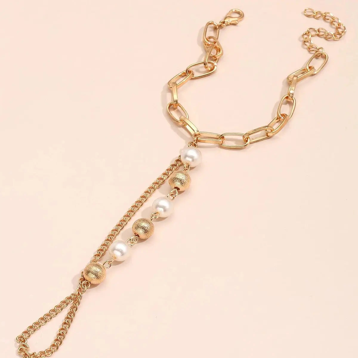 Elegant Gold Pearl Hand Chain Bracelet - Finger Ring Slave Bracelet for Women eprolo