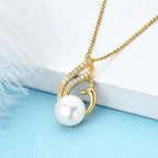 Elegant Gold Swan Pearl Pendant with Cubic Zirconia Accents