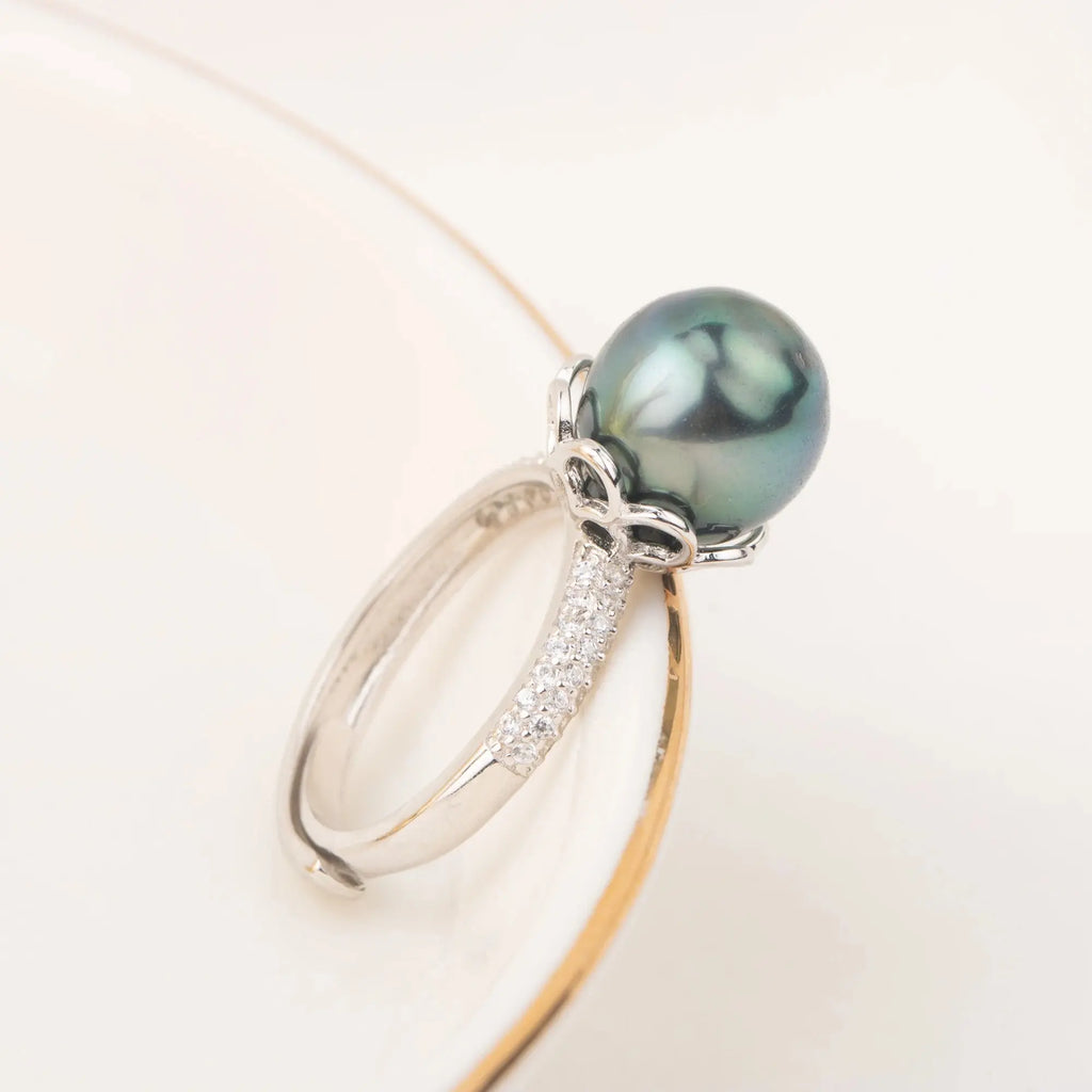 Tahitian Pearl Silver Adjustable Ring Pretty in Pearls