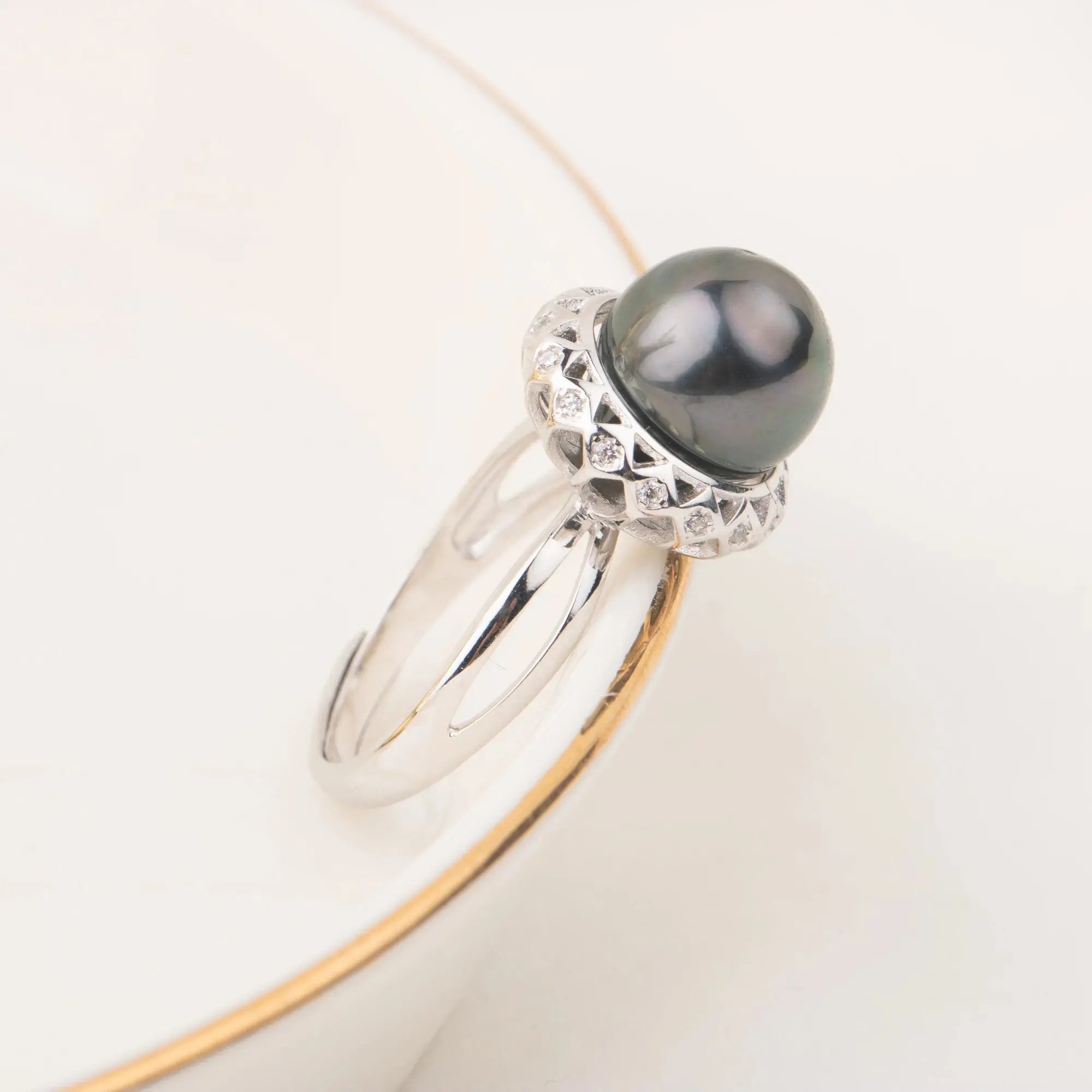 Tahitian Pearl Silver Adjustable Ring Pretty in Pearls