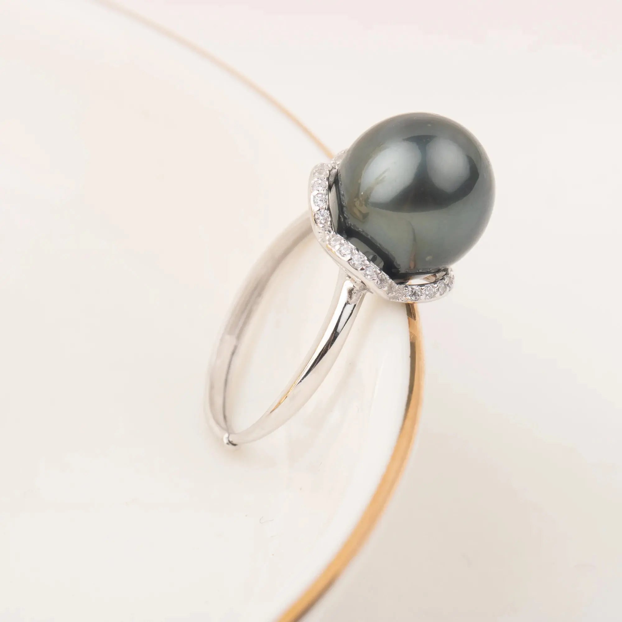Tahitian Pearl Silver Adjustable Ring Pretty in Pearls