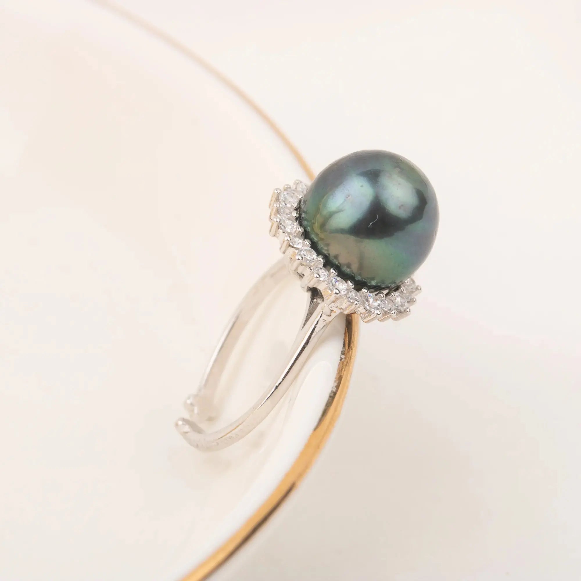 Tahitian Pearl Silver Adjustable Ring Pretty in Pearls