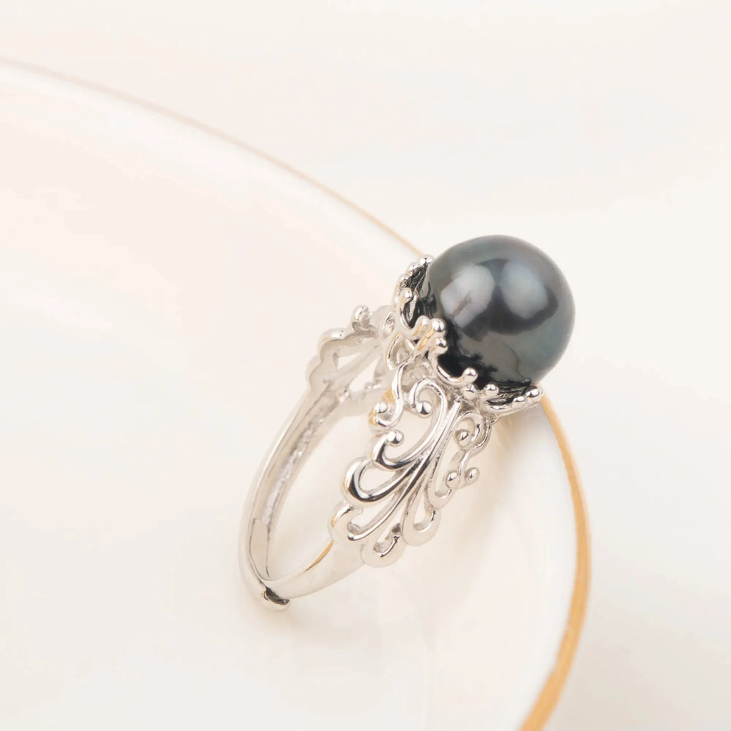 Tahitian Pearl Silver Adjustable Ring Pretty in Pearls