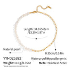 Half Pearl Half Chain Necklace details with measurements and specifications