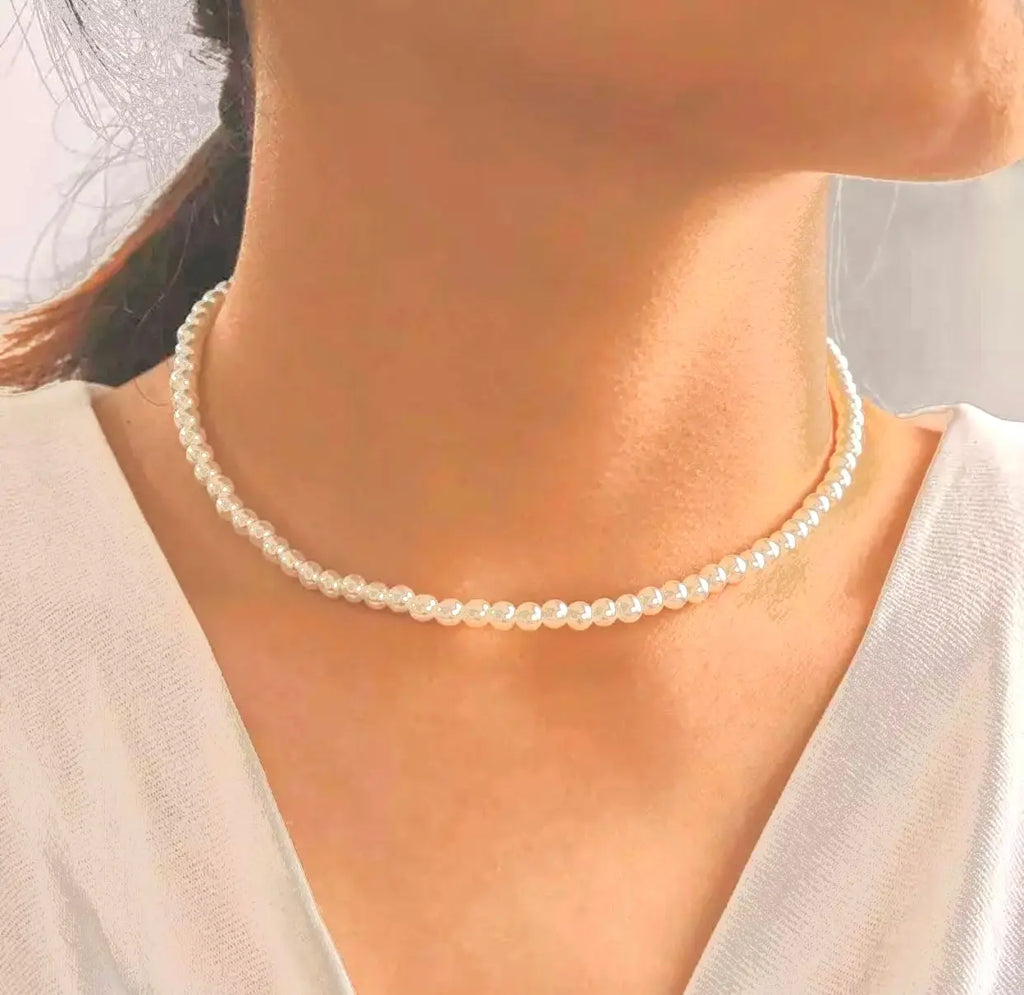 Natural Shell Pearl Choker Necklace | Adjustable Gold Chain, 4 Pearl Sizes Jewelry Zendrop