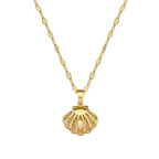 Titanium Steel Hallow Shell Pearl Necklace Pretty in Pearls