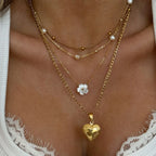 Natural Pearl Necklace Stainless Steel Layered Chain Heart,  Shell Pendant Pretty in Pearls