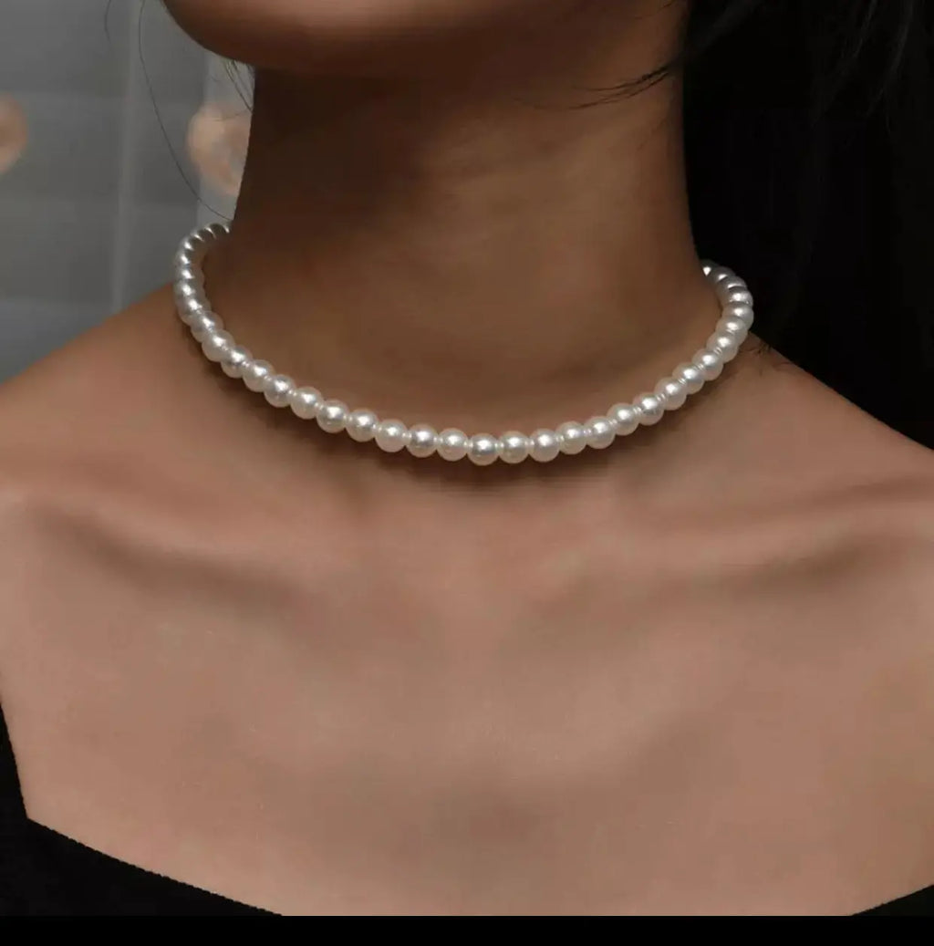Natural Shell Pearl Choker Necklace | Adjustable Gold Chain, 4 Pearl Sizes Jewelry Zendrop