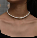 Natural Shell Pearl Choker Necklace | Adjustable Gold Chain, 4 Pearl Sizes Jewelry Zendrop