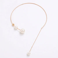 Asymmetric Pearl Tassel Collar Necklace on white background