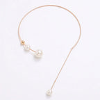 Asymmetric Pearl Tassel Collar Necklace on white background